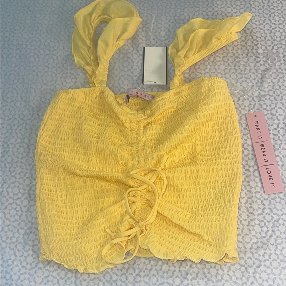 Crave Frame Yellow Smocked Top